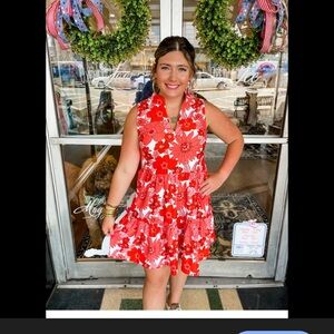 Smith & Quinn Tatum floral red dress golf spring casual rare print preppy $198